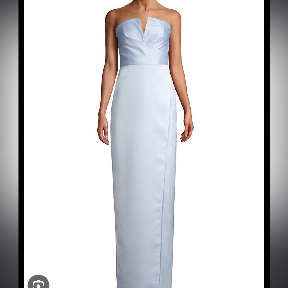 Jay Godfrey baby blue satin strapless gown. Size 10